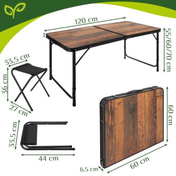 Skládací zahradní stůl GARDLOV + 4 židle, 27304