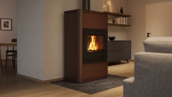 HS FLAMINGO krbová kamna AQUAFLAM 25 s výměníkem automatická regulace hnědá-sametová