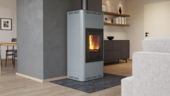 HS FLAMINGO krbová kamna AQUAFLAM 7 s výměníkem základní regulace šedá