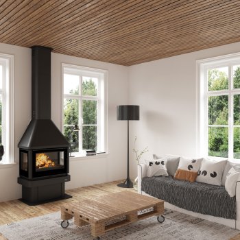 Krbová kamna BRONPI LISBOA-3C tři skla, 13 kW, černá