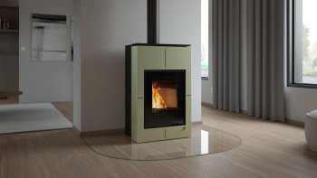 HS FLAMINGO krbová kamna AQUAFLAM VARIO SAPORO 11/5 kW - olivová - elektronická regulace