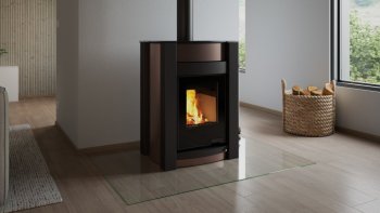 HS FLAMINGO krbová kamna AQUAFLAM VARIO KALMAR 11/5 kW - hnědá sametová