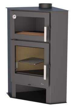 Krbová kamna BRONPI LERMA-H rohová s troubou, 9 kW, černá