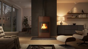 HS FLAMINGO krbová kamna AQUAFLAM 17 s výměníkem manuální regulace hnědá-sametová