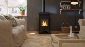 HS FLAMINGO krbová kamna AQUAFLAM VARIO BARMA 11/5 kW - Ořech - elektronická regulace