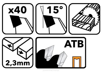 POWERMAT TDD-190x30x40Z Pilový kotouč na dřevo 190x30mm 40Z