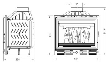 UNIFLAM krbová vložka 600 PLUS ECO s klapkou a externím přívodem vzduchu 907-597-DP