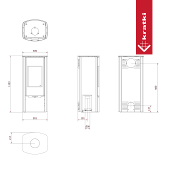 KRATKI krbová kamna KOZA ENYO panoramatické sklo