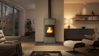 HS FLAMINGO krbová kamna AQUAFLAM 12 s výměníkem automatická regulace šedá