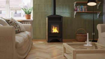 HS FLAMINGO krbová kamna AQUAFLAM VARIO BARMA 11/5 kW - Ořech - elektronická regulace