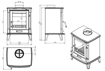Krbová kamna NORDflam ERINO, 7 kW, černá