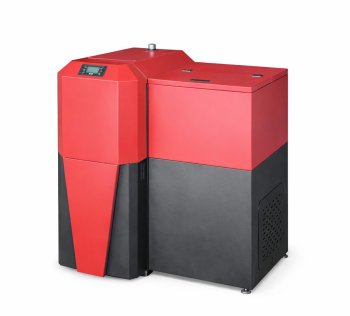 Peletová kamna s výměníkem BLIST Tera 28, 28 kW, červená