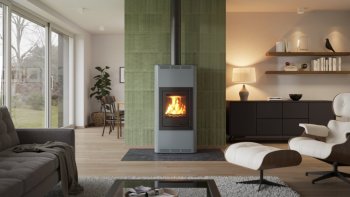 HS FLAMINGO krbová kamna AQUAFLAM 12 s výměníkem automatická regulace šedá