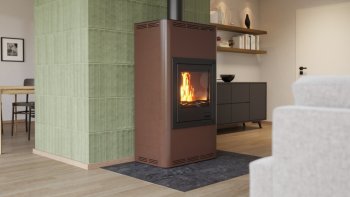 HS FLAMINGO krbová kamna AQUAFLAM 17 s výměníkem manuální regulace hnědá-sametová