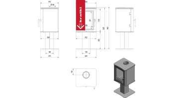 KRATKI krbová kamna KOZA K5 s nohou - černá