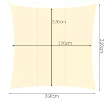 Stínová plachta GARDLOV 23165, 3,6x3,6 m, béžová