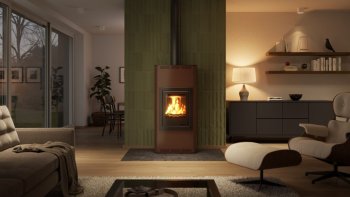 HS FLAMINGO krbová kamna AQUAFLAM 12 s výměníkem základní regulace hnědá-sametová