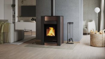 HS FLAMINGO krbová kamna AQUAFLAM VARIO KALMAR 11/5 kW - hnědá sametová