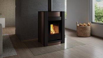 HS FLAMINGO krbová kamna AQUAFLAM VARIO KALMAR 11/5 kW - hnědá sametová