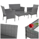 Zahradní nábytek z technoratanu Gardlov 26907, 2 křesla, pohovka a stolek, antracitový