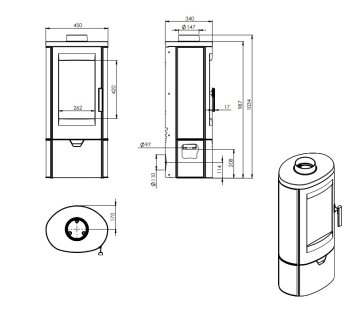 Krbová kamna NORDflam PALERMO, 7,8 kW, černá