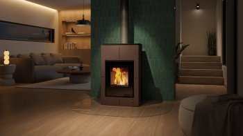 HS FLAMINGO krbová kamna AQUAFLAM VARIO SAPORO 11 kW - hnědá sametová (bez výměníku)