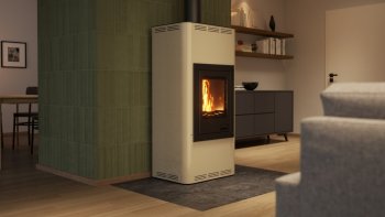 HS FLAMINGO krbová kamna AQUAFLAM 12 s výměníkem základní regulace krémová