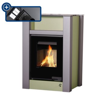 HS FLAMINGO krbová kamna AQUAFLAM VARIO LEND 11/7 kW - olivová - elektronická regulace