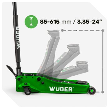 WUBER W22035 Nízkoprofilový hydraulický zvedák pojizdný 3T 85-615 mm