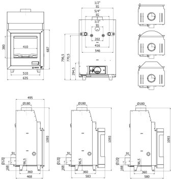HS FLAMINGO krbová vložka AQUAFLAM 17 PRIZMAT s výměníkem a základní regulací