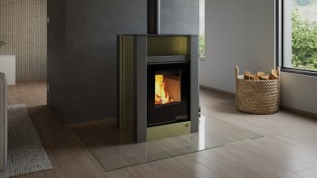 HS FLAMINGO krbová kamna AQUAFLAM VARIO LEND 11/7 kW - olivová