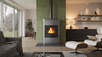 HS FLAMINGO krbová kamna AQUAFLAM 25 s výměníkem automatická regulace šedá