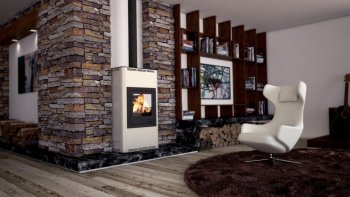 HS FLAMINGO krbová kamna AQUAFLAM 17 s výměníkem základní regulace krémová