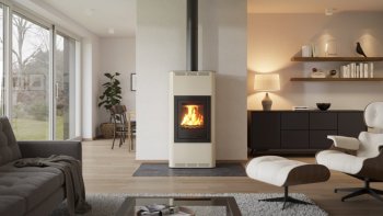 HS FLAMINGO krbová kamna AQUAFLAM 12 s výměníkem základní regulace krémová