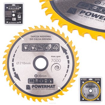 POWERMAT TDD-210x30x40Z Pilový kotouč na dřevo 210x30mm 40Z