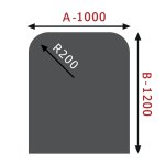 HS Flamingo sklo pod kamna - Oblouk 1000x1200 mm / 2xR200 / 6 mm