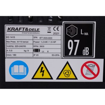 Kraft&Dele bezolejový kompresor 6 l 8 barů KD1415