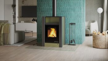 HS FLAMINGO krbová kamna AQUAFLAM VARIO LEND 11/7 kW - olivová