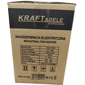 Kraft&Dele elektrické topení KD11728 230V - 3,5 kW