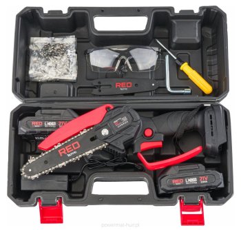 POWERMAT Ruční AKU řetězová pila 4"+6" 21V, 2x baterie RTMPA0064
