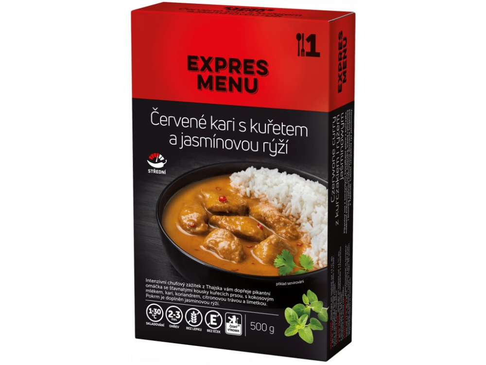 Expres Menu červené kari s kuřetem a jasmínovou rýží 1 porce 500g