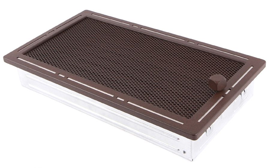 Levně Krbová mřížka 16x32 cm, PREMIUM TREND hnědý brokát s žaluzií