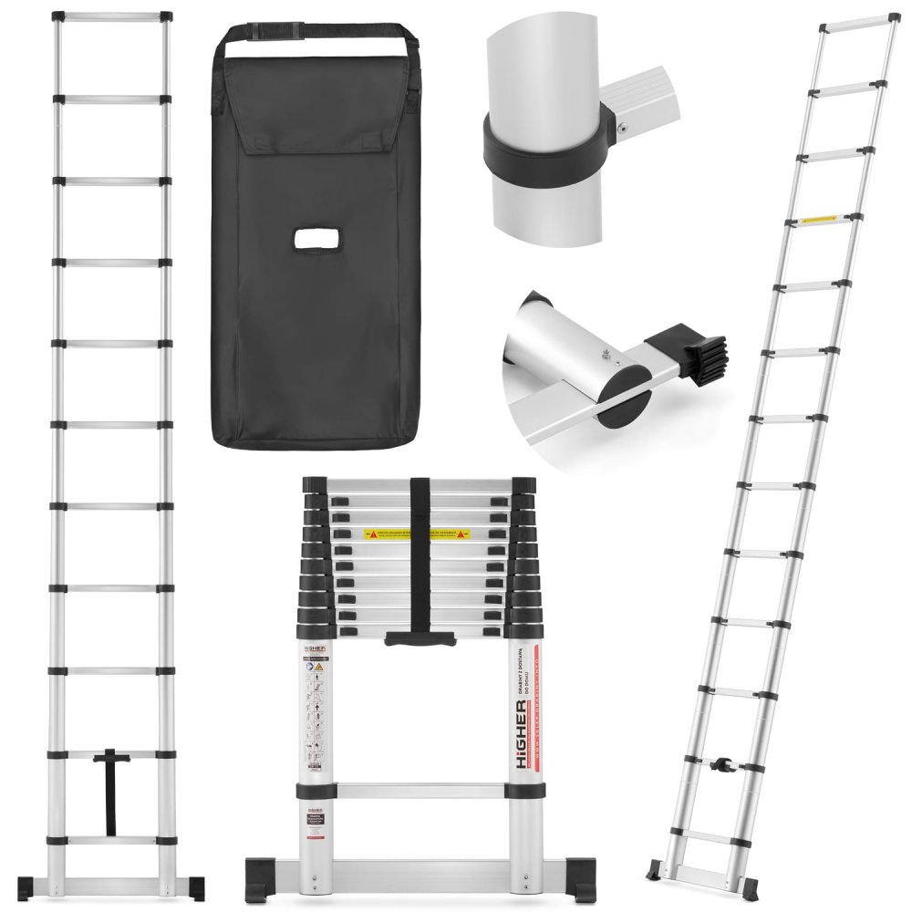Levně Higher teleskopický žebřík 380cm + taška ML-1038P