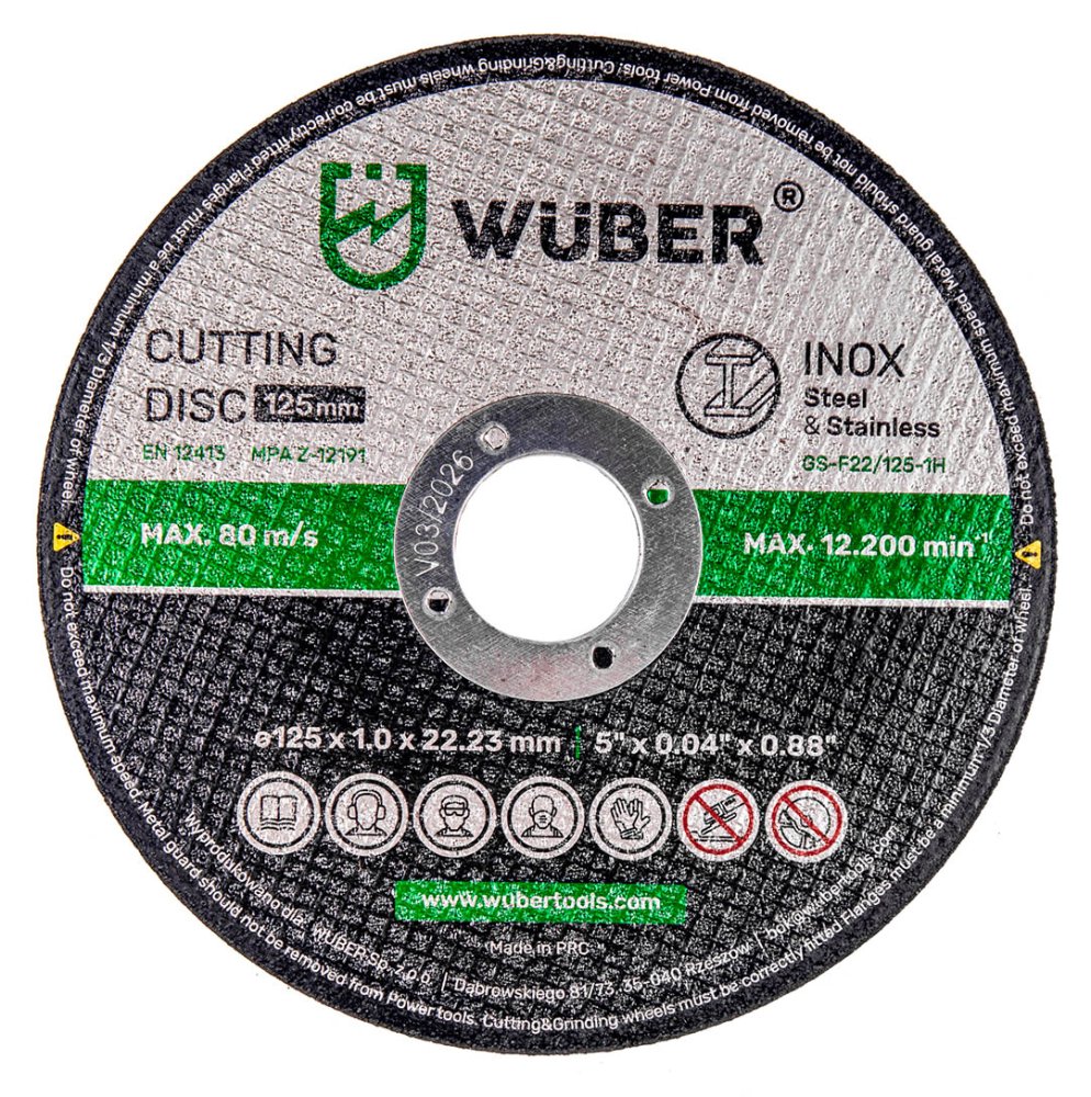 WUBER Řezný kotouč na nerezovou ocel 125x22,23x1,0mm W17012