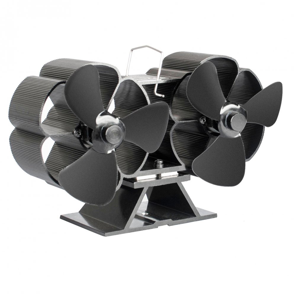 Levně Ventilátor na kamna FLAMINGO dvouhlavý, černý