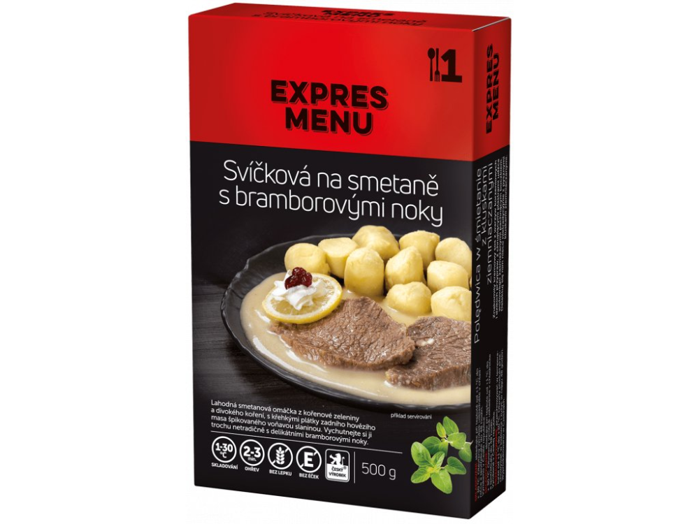 Expres Menu svíčková na smetaně s bramborovými noky 1 porce 500g