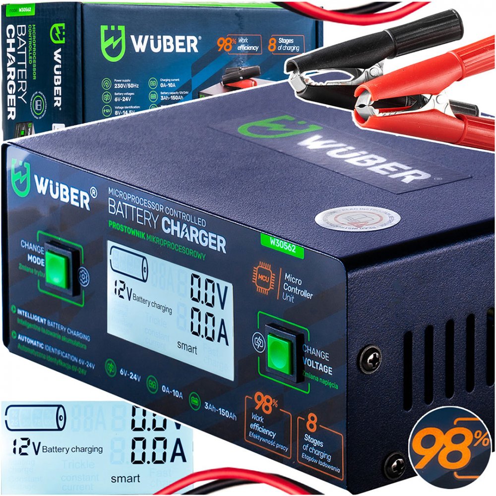Levně WUBER Mikroprocesorová nabíječka baterií 6-24V 10A W30562