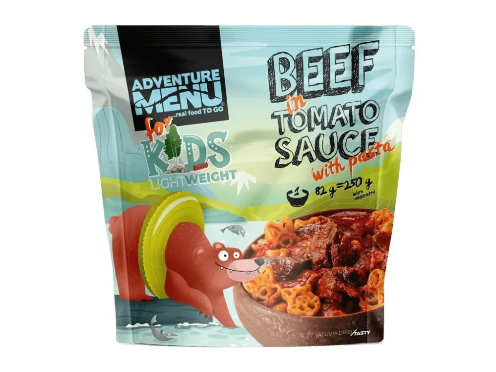 Adventure Menu hovězí v rajské omáčce s těstovinami 250g