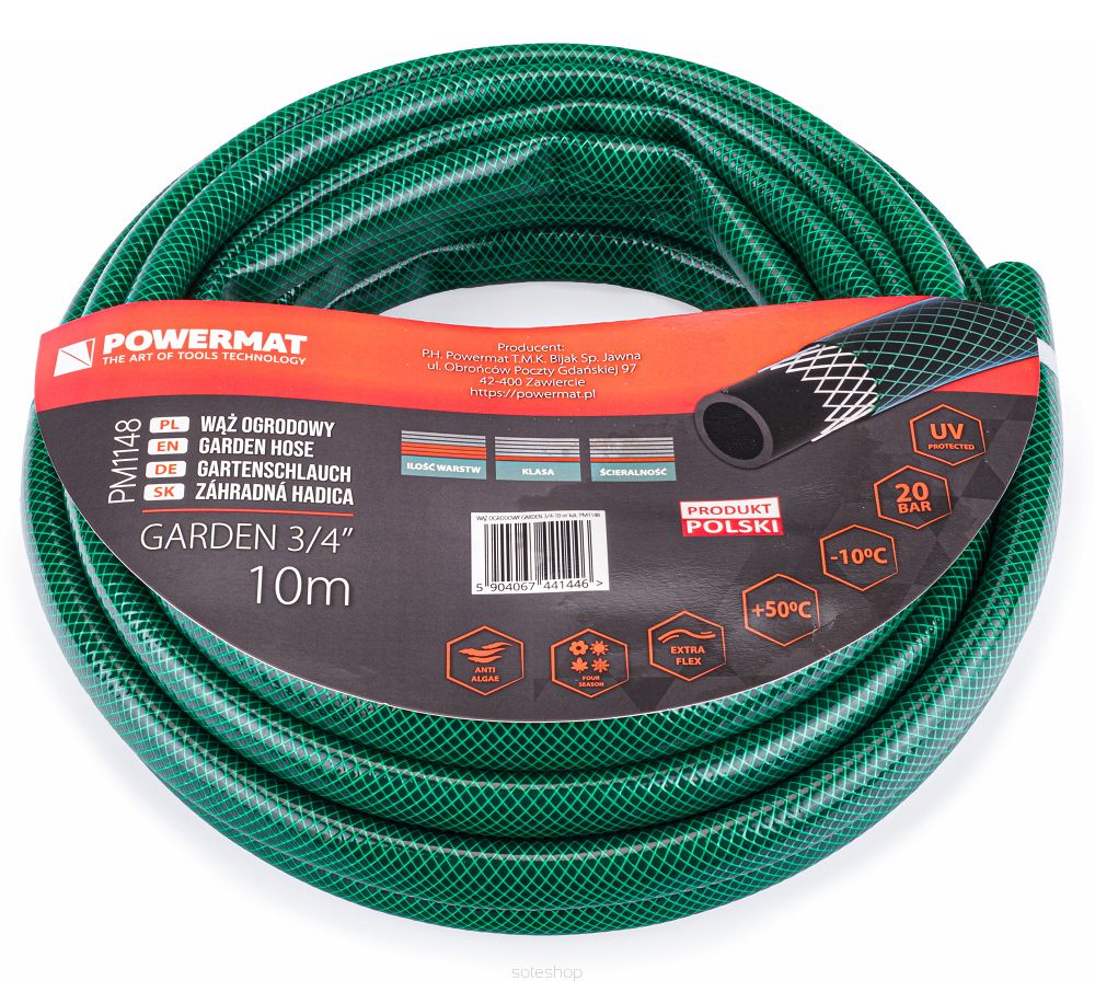 Levně POWERMAT Zahradní hadice 3/4" 10m 3-vrstvá GARDEN PM1148