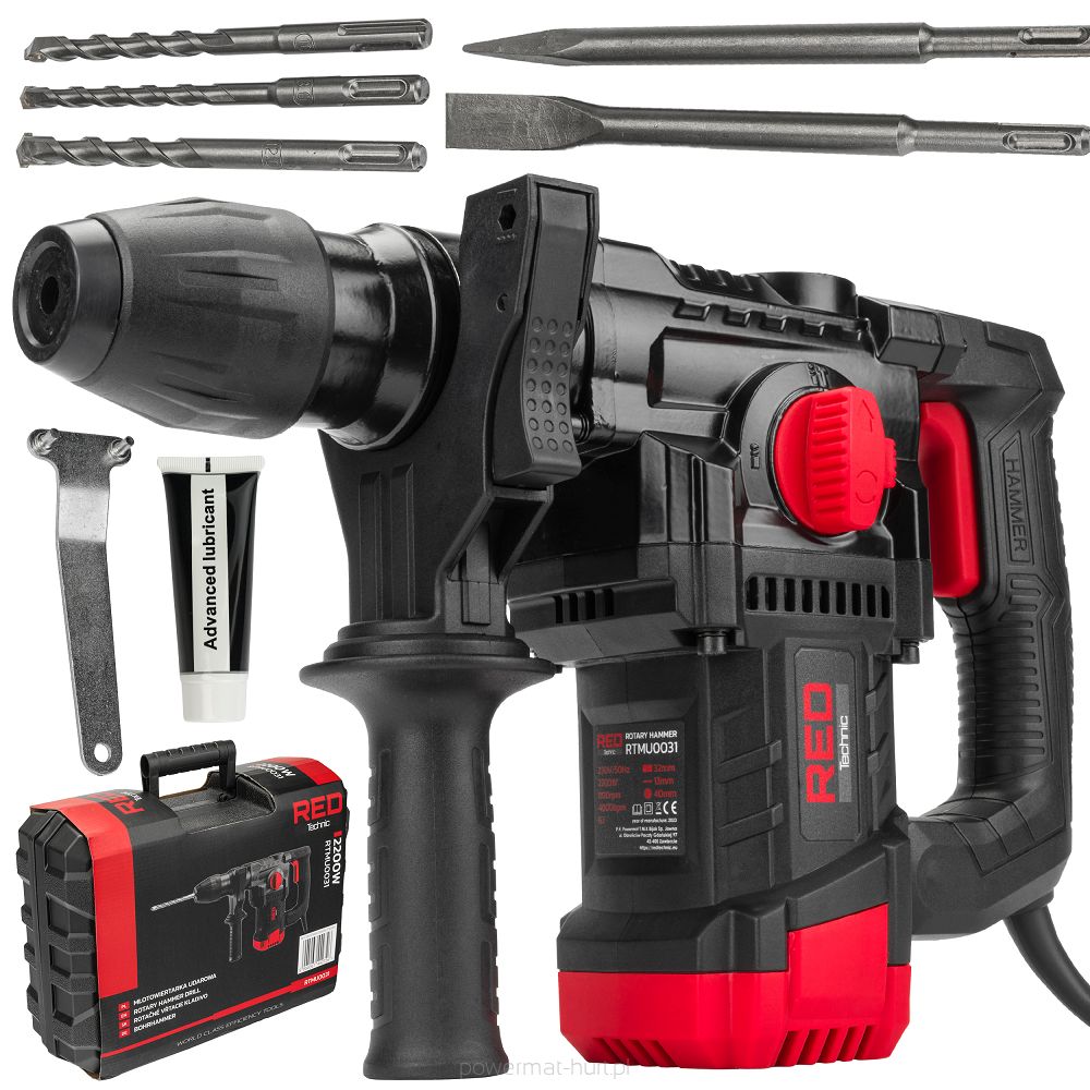 Levně POWERMAT RTMU0031 Příklepová vrtačka 2,2kW, kufr + sada dlát